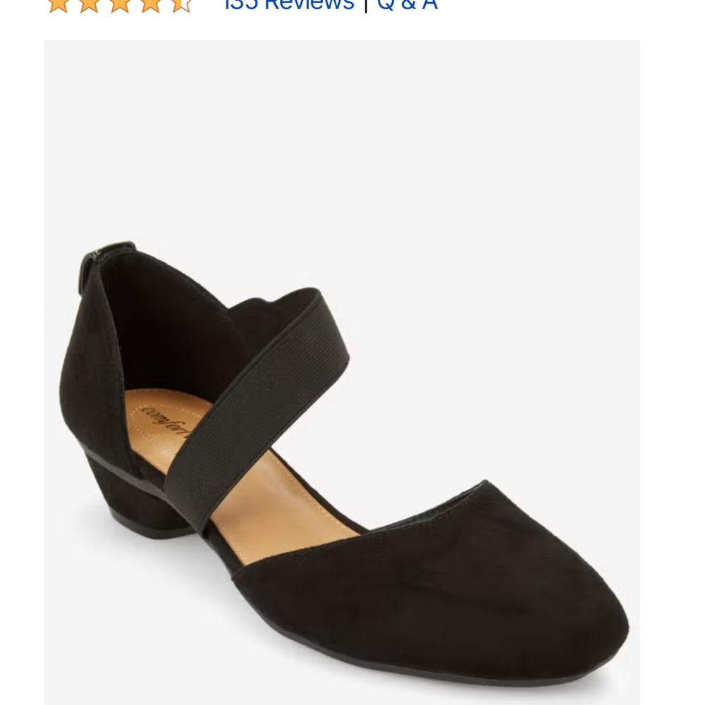 Comfortview Black suede 1 1/4” stable heel with padded inner sole NEVER WORN